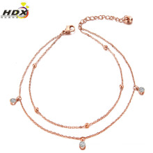 Модный ювелирный браслет, ювелирные изделия из нержавеющей стали Gold Diamond Anklet (hdx1138)